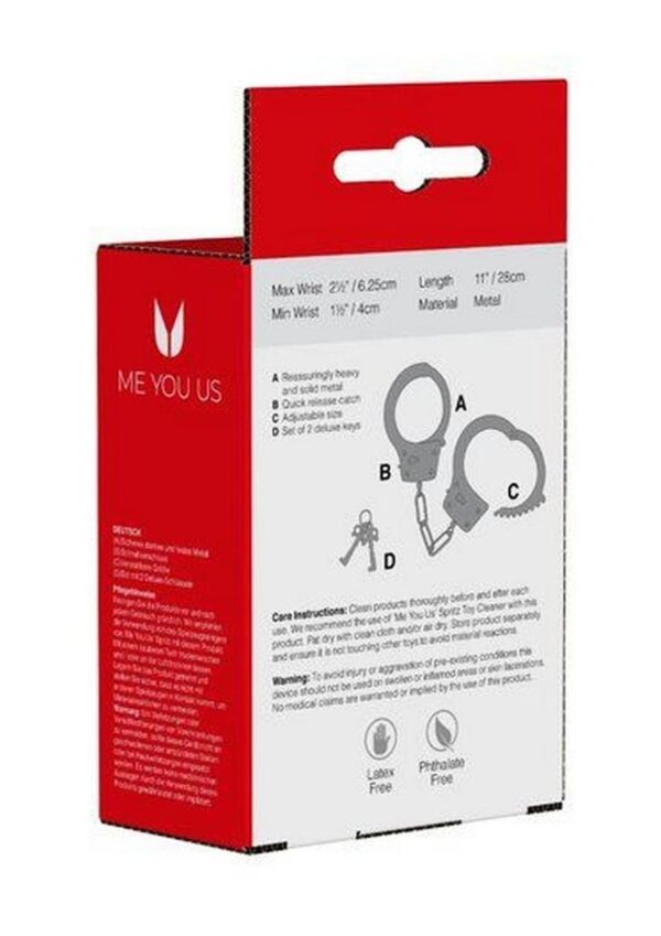 ME YOU US Heavy Metal Handcuffs - Silver - Image 3