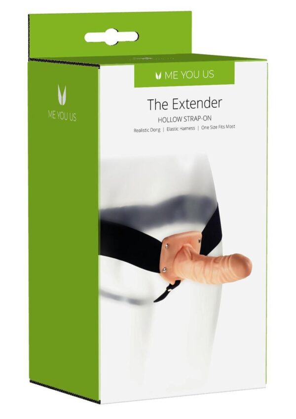 ME YOU US The Extender Hollow Vibrating Strap-On with Wired Remote Control - Vanilla