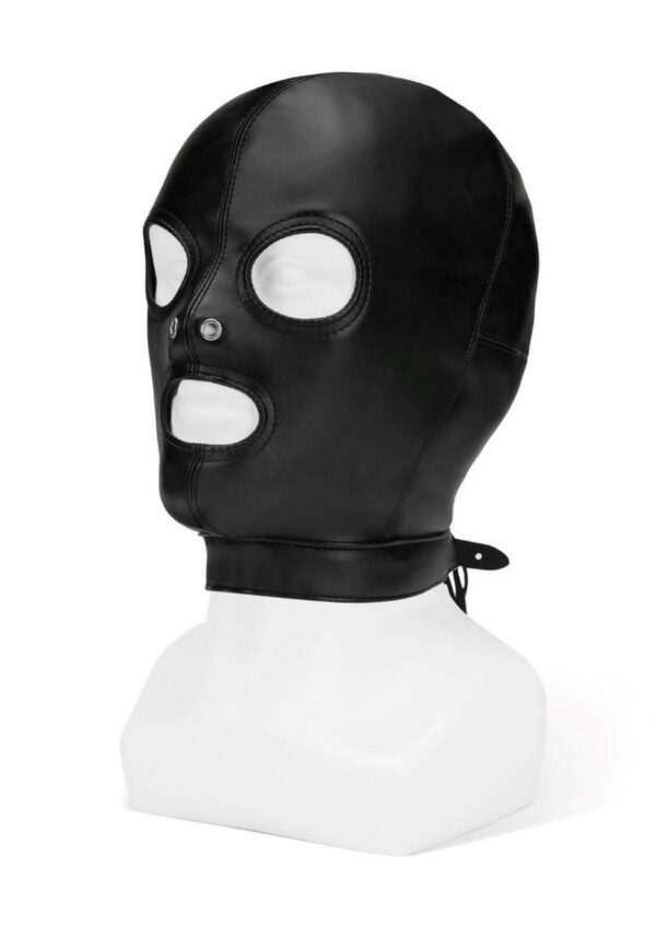 ME YOU US Hood with Eyes Nose Mouth PU Leather Bondage Hood - Black - Image 2