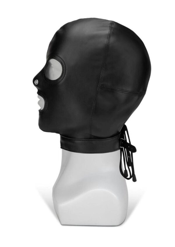 ME YOU US Hood with Eyes Nose Mouth PU Leather Bondage Hood - Black - Image 3