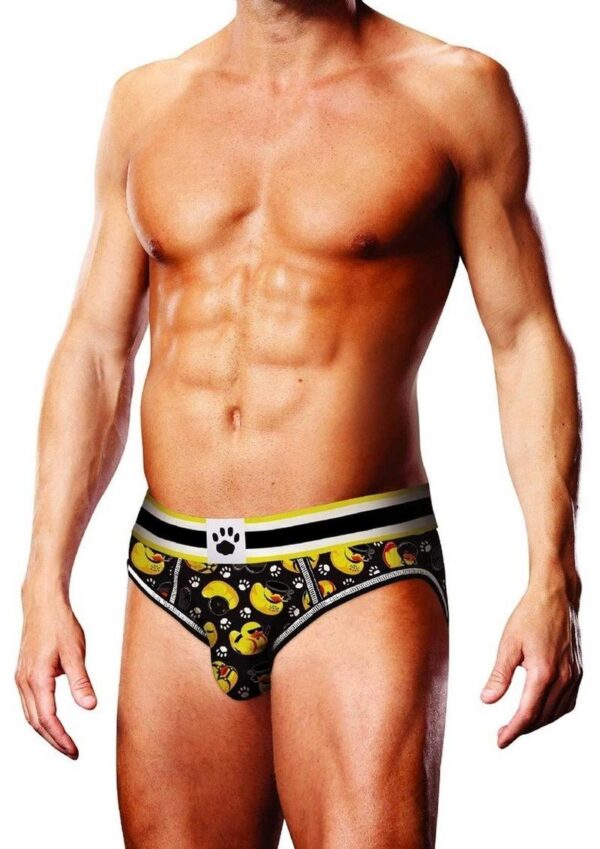 Prowler BDSM Rubber Ducks Open Brief - Large - Black/Yellow - Image 2
