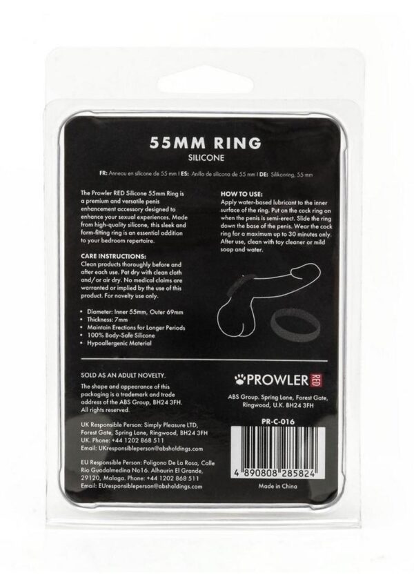 Prowler RED Silicone 55mm Cock Ring - Black - Image 4