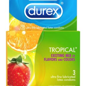 Durex Condoms Tropical Assorted Flavors and Colors 3-Pack