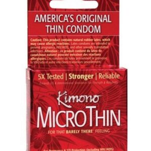 Kimono MicroThin Ultra Thin Premium Lubricated Latex Condoms 3 Pack
