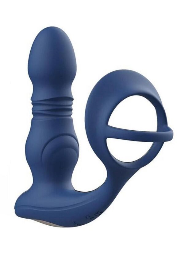 Cyrus App Control Thrusting Rechargeable Prostate Massager with Cock Ring - Blue - Image 2