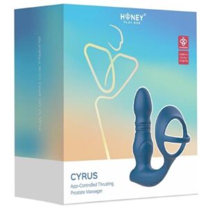Cyrus App Control Thrusting Rechargeable Prostate Massager with Cock Ring - Blue