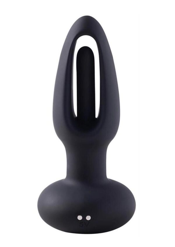 Snuggy Tapping Rechargeable Silicone Prostate Massager Butt Plug Anal Vibrator - Black - Image 2
