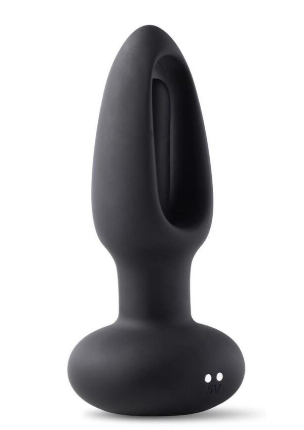 Snuggy Tapping Rechargeable Silicone Prostate Massager Butt Plug Anal Vibrator - Black - Image 4