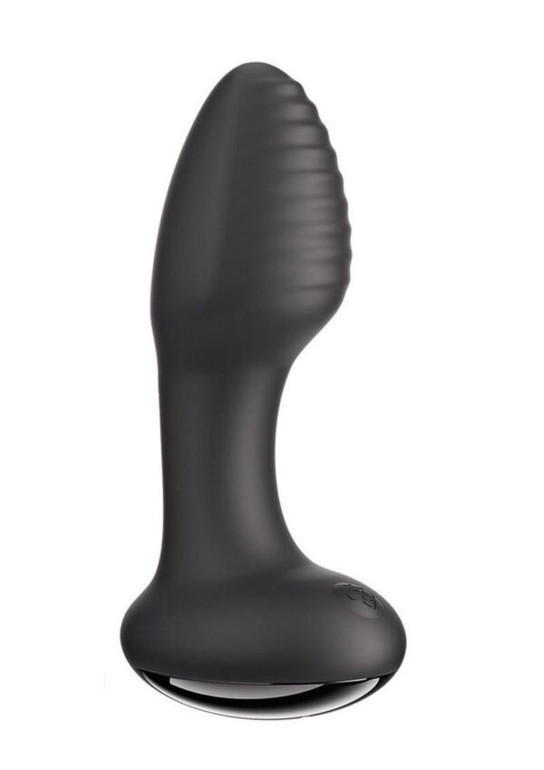 Frenzy Pressure Sensing App Control Rotating Rechargeable Silicone Butt Plug - Black - Image 2
