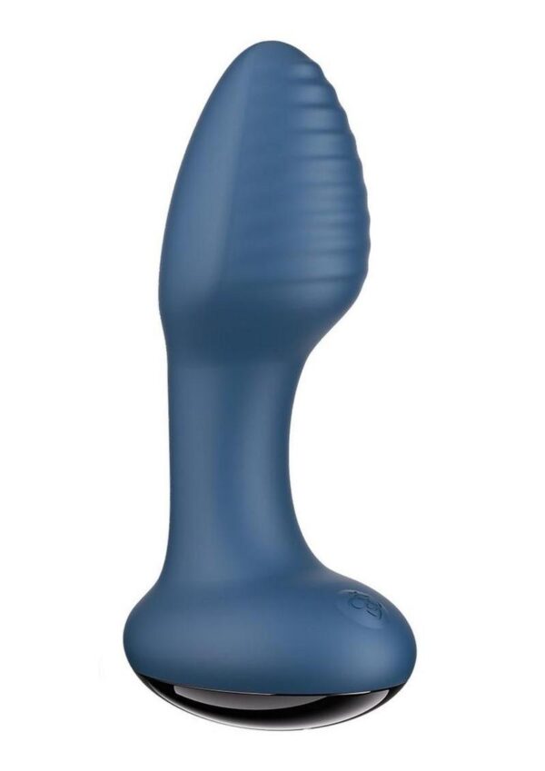 Frenzy Pressure Sensing App Control Rotating Rechargeable Silicone Butt Plug - Blue/Black - Image 2