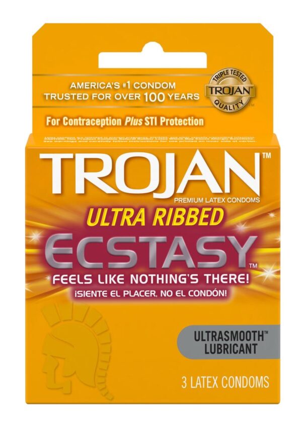 Trojan Condom Stimulations Ecstasy Lubrciated 2 Pack - Image 2