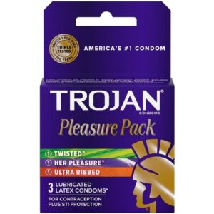 Trojan Pleasure Pack Lubricated Latex Textured Condoms Assorted 3-Pack