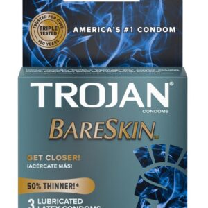 Trojan Bareskin Premium Lubricated Latex Condoms 3-Pack