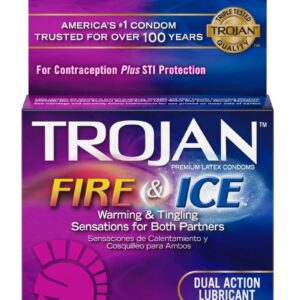 Trojan Condom Pleasures Fire and Ice Dual Action Lubricant 3 Pack