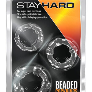 Stay Hard Beaded Cock Rings (3 Sizes) - Clear