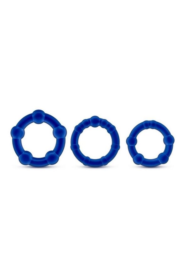 Stay Hard Beaded Cock Rings (3 Sizes) - Blue - Image 3