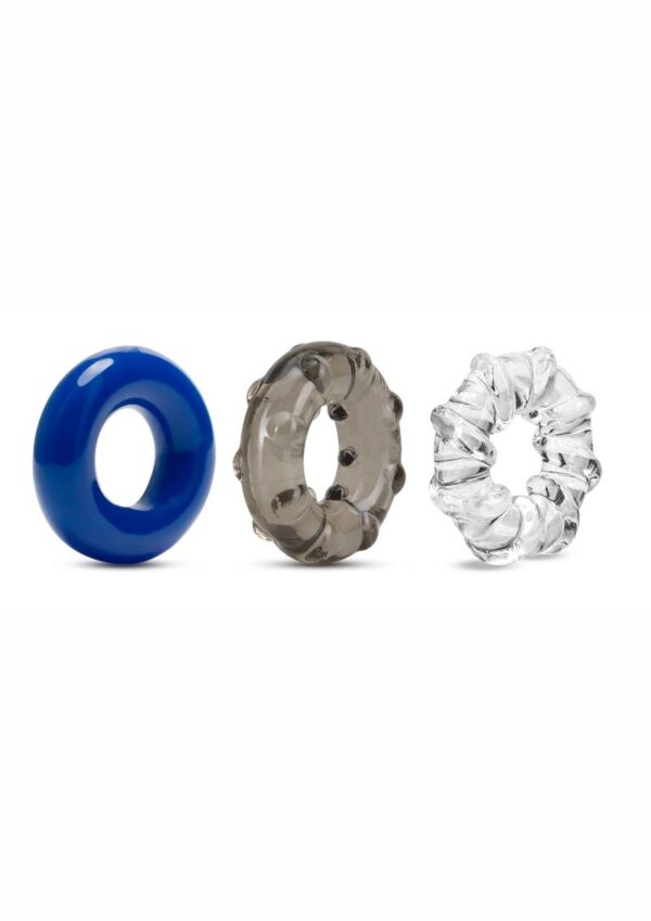 Stay Hard Triple Stretch Cock Rings (3 Pack) - Multiple Colors - Image 2