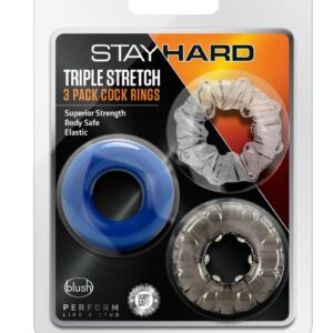 Stay Hard Triple Stretch Cock Rings (3 Pack) - Multiple Colors
