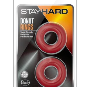 Stay Hard Donut Cock Rings (2 Pack) - Red