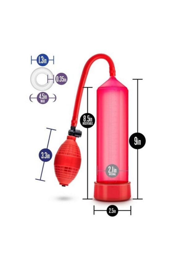 Performance VX101 Male Enhancement Penis Pump 9.5in - Red - Image 4