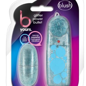 B Yours Glitter Power Bullet Vibrator with Remote Control - Blue