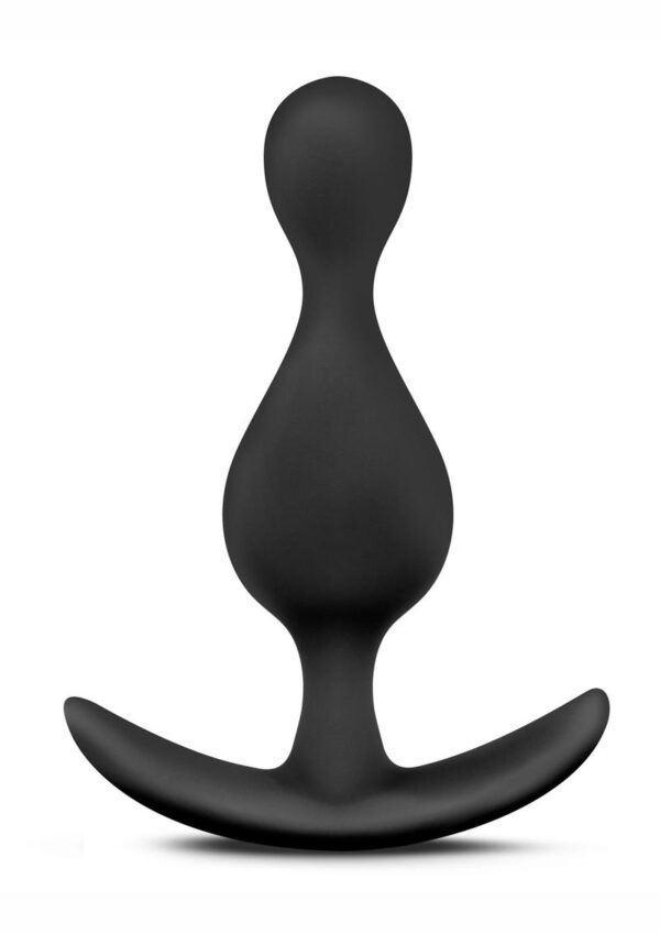 Anal Adventures Platinum Wave Silicone Butt Plug - Black - Image 2