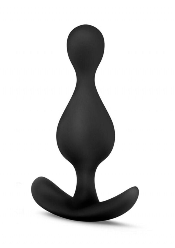 Anal Adventures Platinum Wave Silicone Butt Plug - Black - Image 3