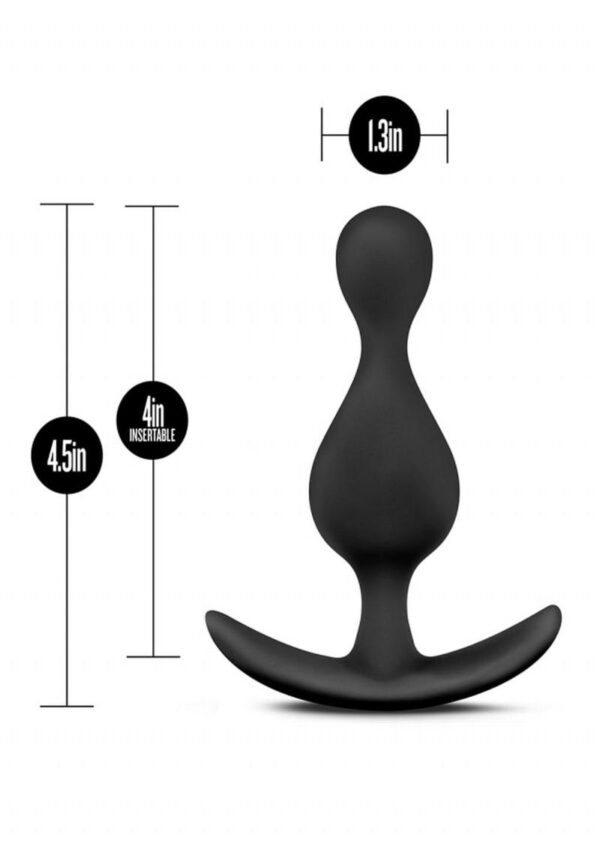 Anal Adventures Platinum Wave Silicone Butt Plug - Black - Image 4