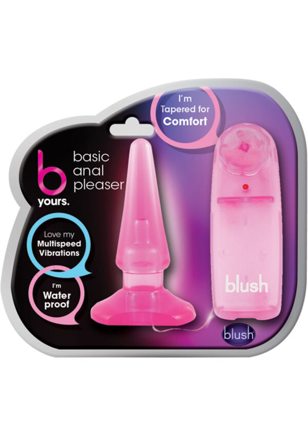 B Yours Basic Vibrating Butt Plug with Wired Remote Control - Pink