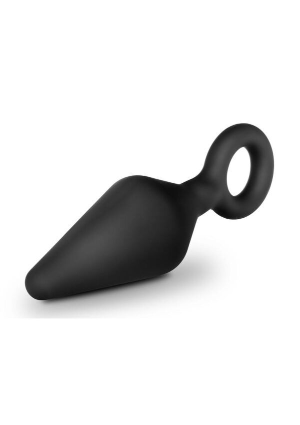 Anal Adventures Platinum Silicone Loop Plug - Small - Black - Image 2