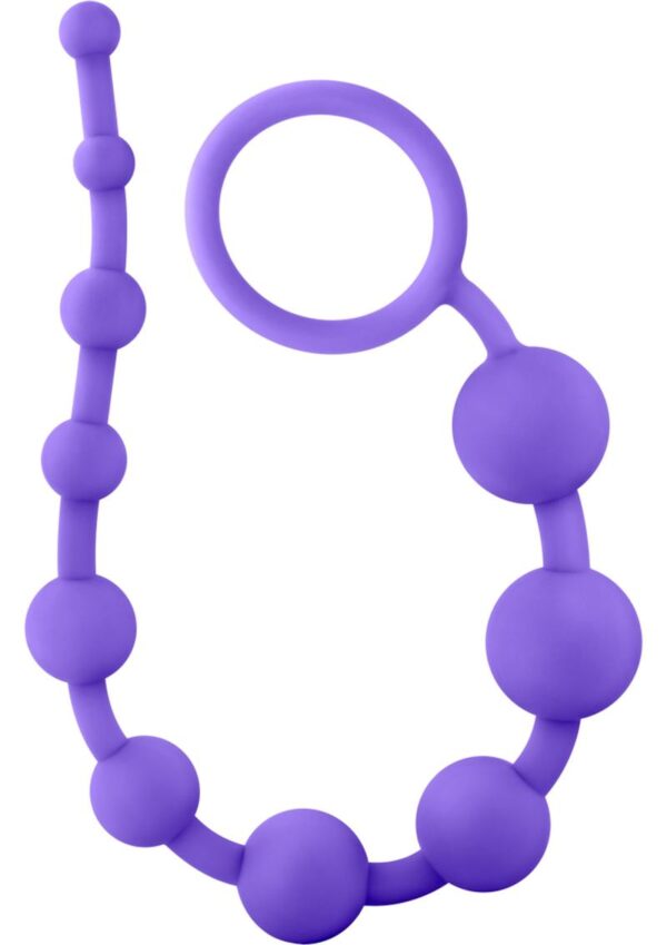 Luxe Silicone 10 Anal Beads - Purple - Image 2
