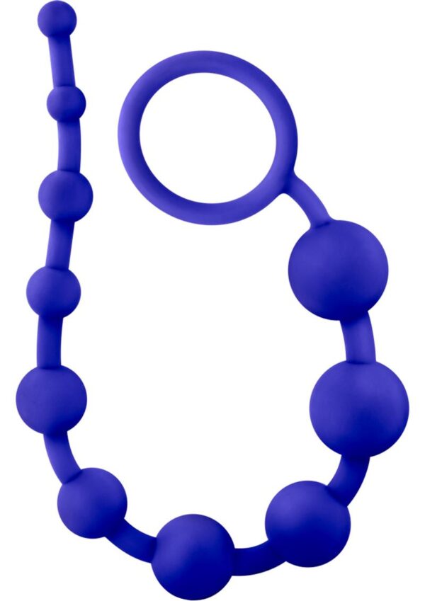 Luxe Silicone 10 Anal Beads - Indigo - Image 2