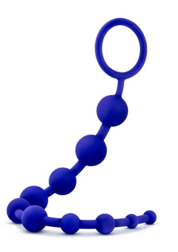 Luxe Silicone 10 Anal Beads - Indigo - Image 3