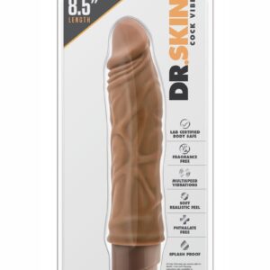 Dr. Skin Silver Collection Cock Vibe 10 Vibrating Dildo 8.5in - Caramel