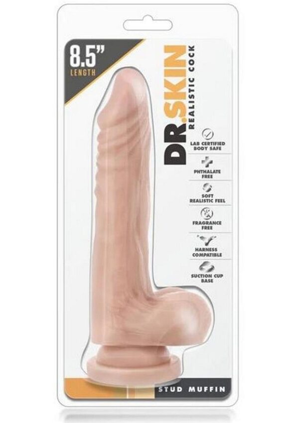 Dr. Skin Silver Collection Stud Muffin Dildo 8.5in - Vanilla