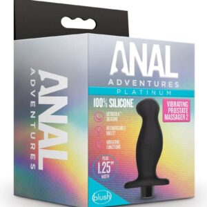 Anal Adventures Platinum Silicone Rechargeable Vibrating Prostate Massager 02 - Black