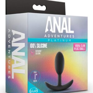 Anal Adventures Platinum Silicone Vibrating Slim Anal Plug - Small - Black