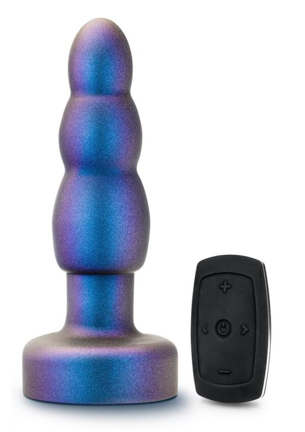 Anal Adventures Matrix Kinetic Plug Rechargeable Silicone Anal Plug with Remote Control - Space Age Blue - Image 2