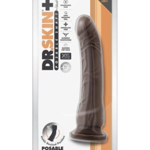 Dr. Skin Plus Gold Collection Posable Dildo with Suction Cup 9in - Chocolate