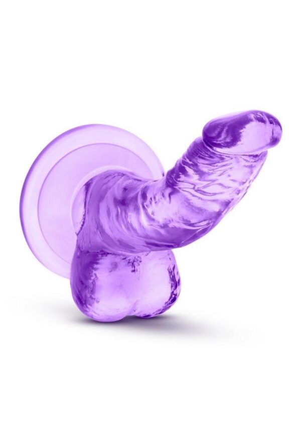 Naturally Yours Mini Dildo with Balls 4.75in - Purple - Image 3