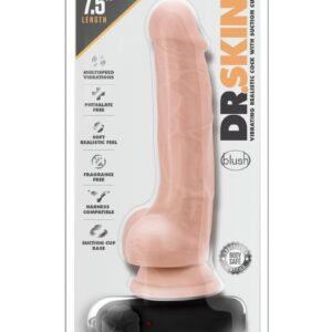 Dr. Skin Silver Collection Dr. Tim Vibrating Dildo with Wired Remote Control 7.5in - Vanilla