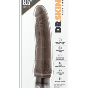 Dr. Skin Silver Collection Cock Vibe 7 Vibrating Dildo 8.5in - Chocolate