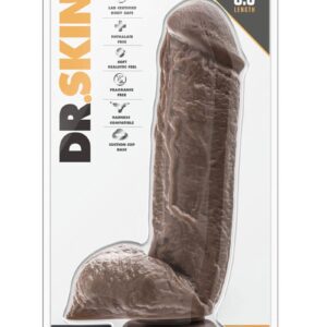 Dr. Skin Silver Collection Mr. D Dildo with Balls and Suction Cup 8.5in - Chocolate