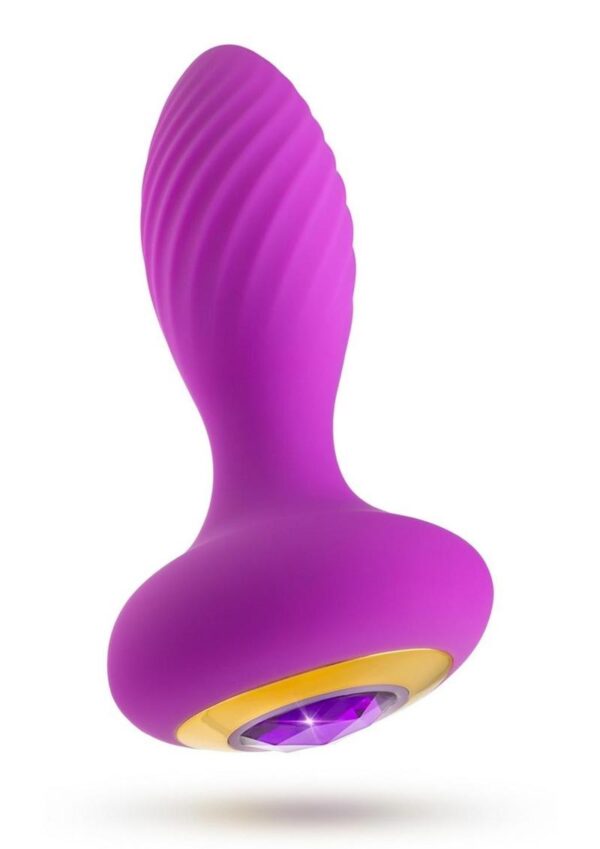Oh My Gem Charm Rechargeable Silicone Anal Plug - Amethyst Purple - Image 2