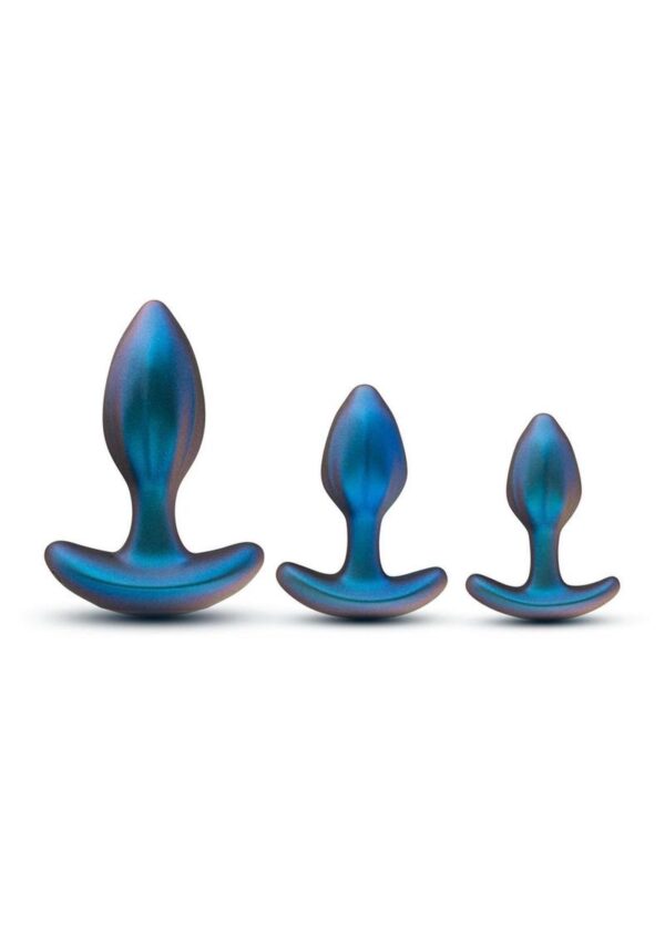 Anal Adventures Matrix Cosmos Plug Kit Silicone Anal Plug Set with Remote Control - Lunar Blue - Image 3