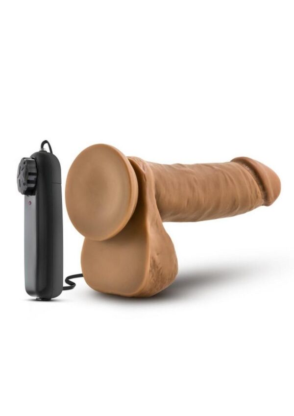 Coverboy Soccer Champ Vibrating Dildo with Balls and Wired Remote Control 8in - Caramel - Image 4