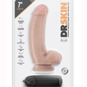 Dr. Skin Silver Collection Dr. Spin Gyrating Dildo with Suction Cup 7in and Remote Control - Vanilla