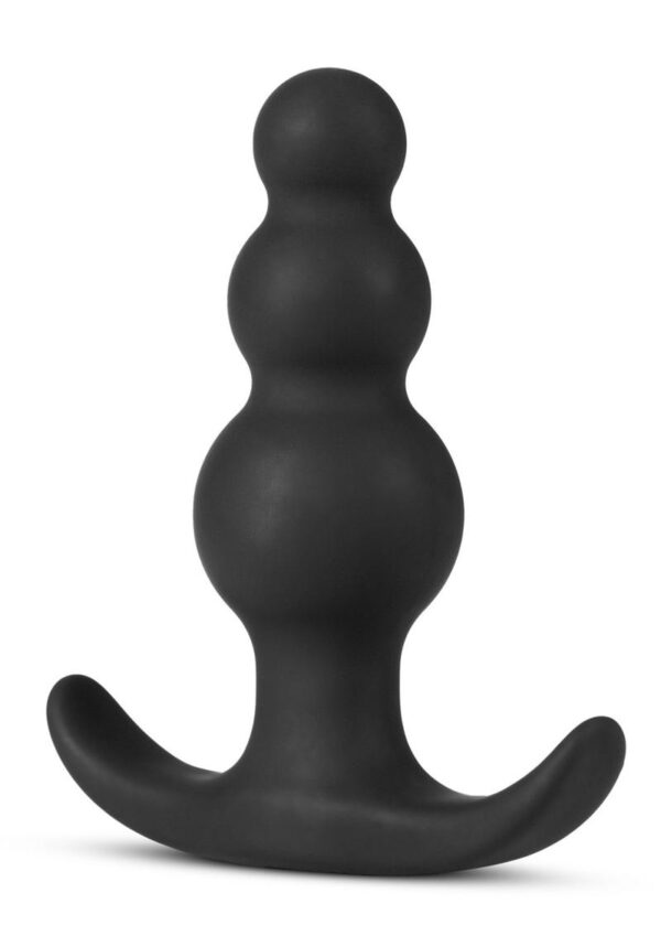 Anal Adventures Platinum Beaded Silicone Butt Plug - Black - Image 2