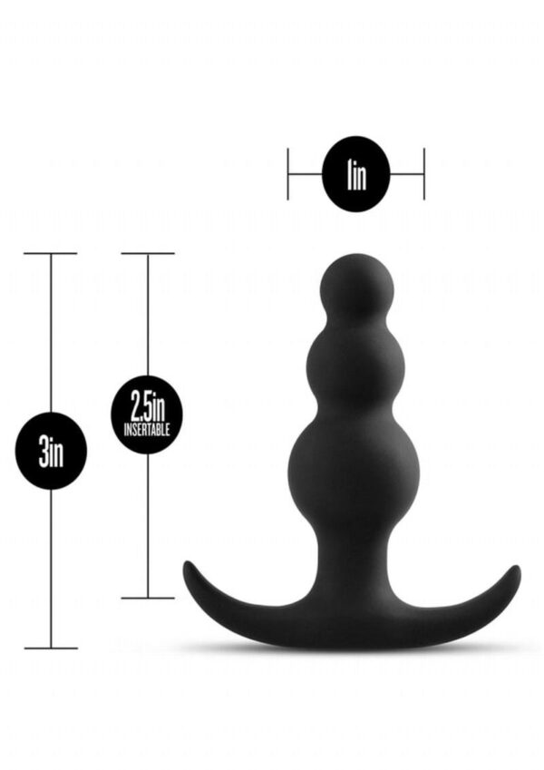Anal Adventures Platinum Beaded Silicone Butt Plug - Black - Image 4