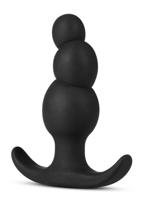 Anal Adventures Platinum Stacked Silicone Butt Plug - Black - Image 2